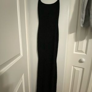 SKIMS RIBBED LOUNGE SLIP DRESS SIZE SMALL COLOR ONYX (BLACK)